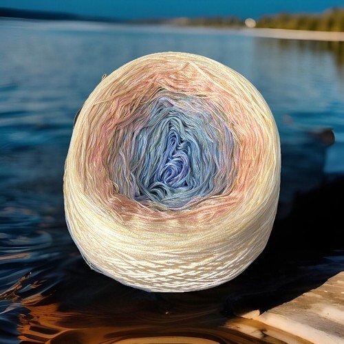 440g Tencel Cotton Sultan Ombre Cake Yarn Blue Pink Cream White 2000Meters - Picture 8 of 10