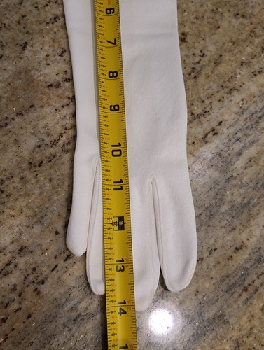 Vintage Womens Size M/L White Stretch Formal Gloves 14" Long Textured - Picture 20 of 22