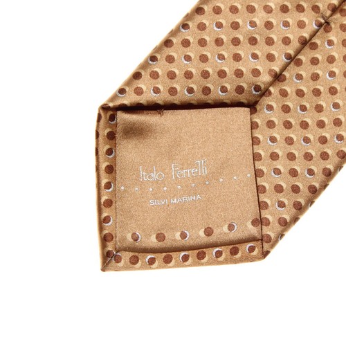 Italo Ferretti NWT Neck Tie Light/Dark Brown Polka Dots 100% Silk Made in Italy - Picture 8 of 10