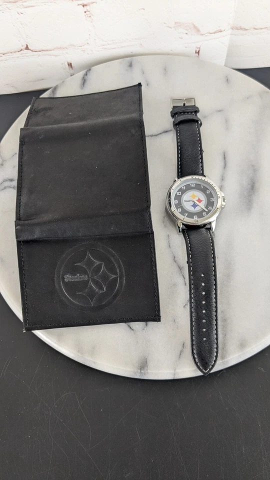 Juego de reloj y billetera Pittsburg Steelers SPARO NFL con logotipo oficial en caja de regalo Foto 3 de 4