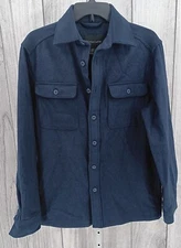 Christian Lacroix Shirt Jacket Mens Small Navy Blue Wool Blend Camp Shacket