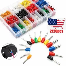 2120Pcs Insulated Cord End Terminal Bootlace Cooper Ferrules Kit Wire Copper