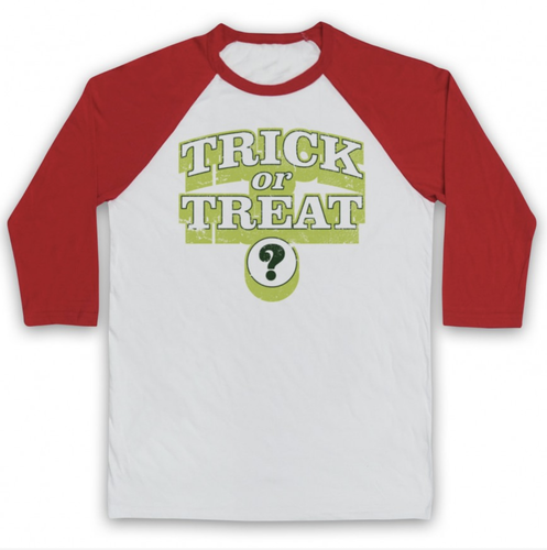 Halloween Trick or Treat Slogan Costume Scary Tradition 3/4 Sleeve Baseball Tee - Picture 10 of 12