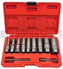 11pc 3/8" DR. Spiral Deep Bolt Lug Nut Extractor Set Twist Socket Stud Nut CR-MO
