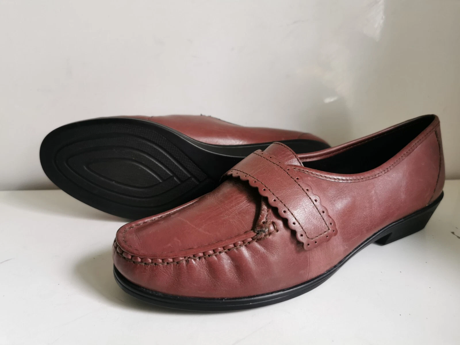 K BY CLARKS DESIGNER UK 6 EU 39 DONNA MOCASSINI IN PELLE ROSSO MARRONE SCARPE BASSE