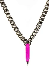 Real Bullet .223 Caliber Pink Pendant With Diamond Cut Heavy Chain Necklace