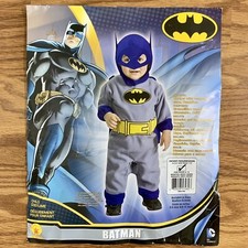 Batman Infant 6-12 Months Boy Costume Jumpsuit Cape Mask Halloween Size 1-2 EUC 
