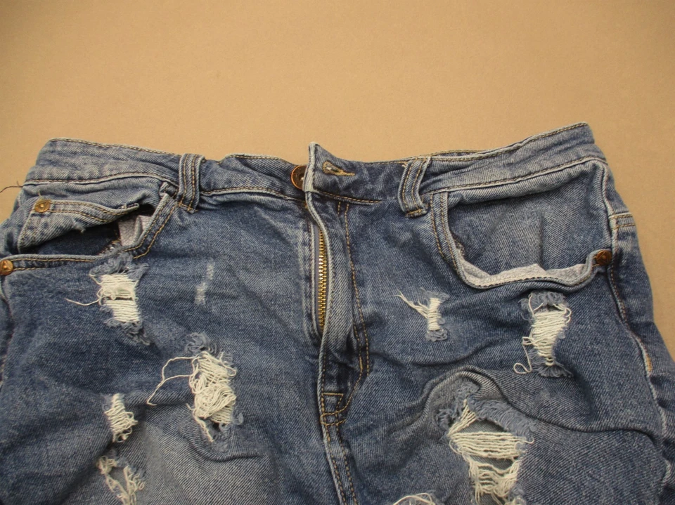 ARIYA размер 15 молодежи синий богатый хлопок смесь искусственно состаренный джинсовой ткани отрезные шорты 428 - Изображение 2 из 4