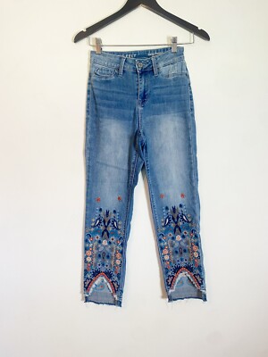 Women's Laurie Felt Los Angeles Daisy Denim Slim Leg Embroidered Jeggings Jeans