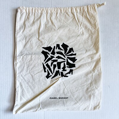 Isabel Marant Cream Canvas Knit Drawstring Travel Dust Cover Bag 14.25x12