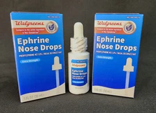 Nose Drops, 2 Pack, Walgreens Ephrine Nasal Decongestant, 1oz EXP 05/2026