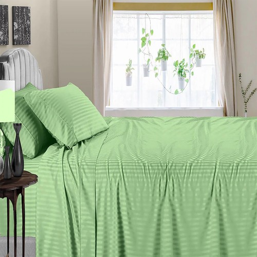 Graceful Flat Sheet+2 Pillow Case 1000TC Egyptian Cotton AU Super King All Strip - Foto 28 di 98