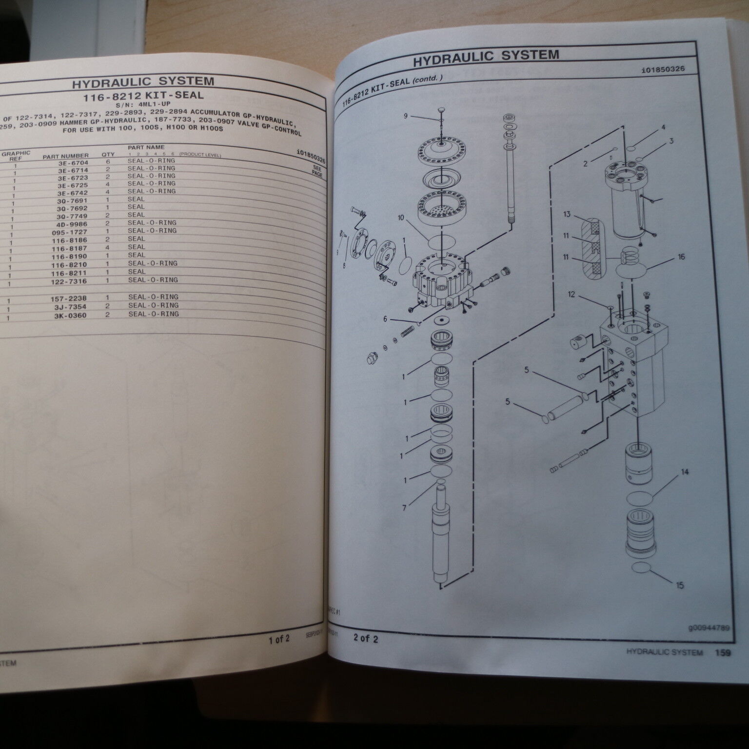 CAT Caterpillar H Series Hydraulic Hammer Parts Manual catalog book  SEBP3213-11