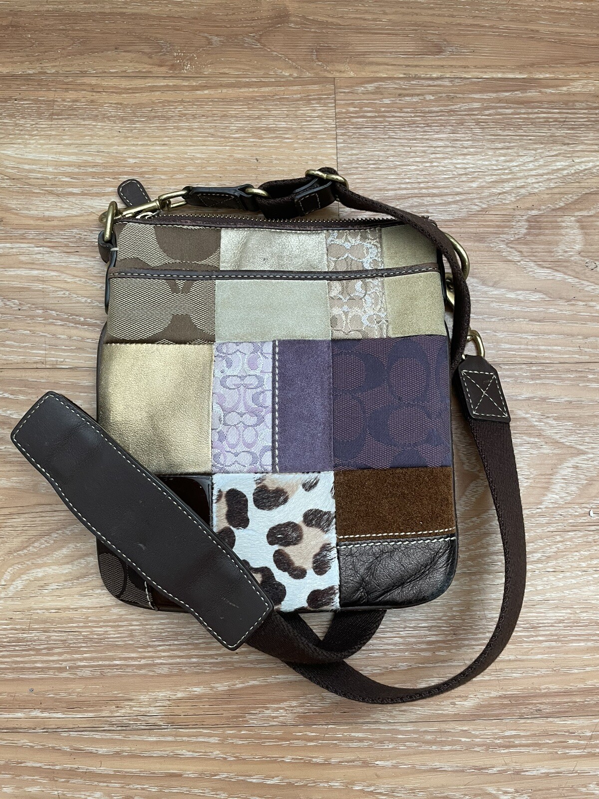 Coach Brown Multicolor Patchwork Leather Swingpac… - image 1