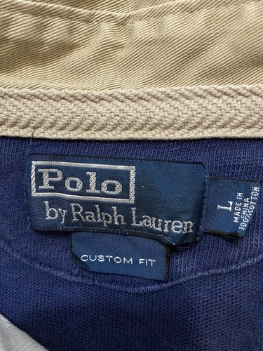 Men’s Vtg Polo Ralph Lauren Custom Fit Short Sleeve Blue Polo Shirt Size L - 第 3/10 張圖片