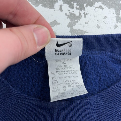 Vintage Nike Sweatshirt Boys XL Blue Crewneck Sweater Y2K 90s Two Sided Youth * - Picture 6 of 14