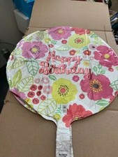 Anagram Floral Happy Birthday Large Foil Balloon w/ Pink Flowers New