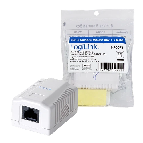LogiLink CAT 6a network socket surface-mounted FTP 1x RJ45 socket network data LAN socket