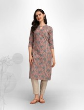 Women Work Kurtis Printed Kurti With Lace Detailings Pure Cotton