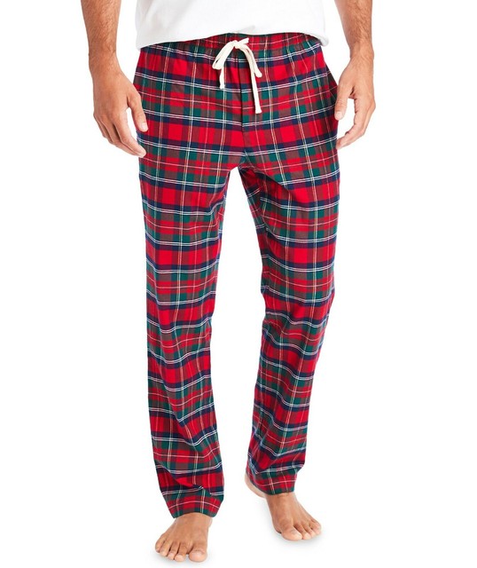 NEW Mens Vineyard Vines Christmas Lounge Pants Red Velvet Plaid Flannel