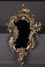 M-Mr-27-Bp Delicate Wall Mirror In Old, Antique Rococo / Baroque Style Bronze