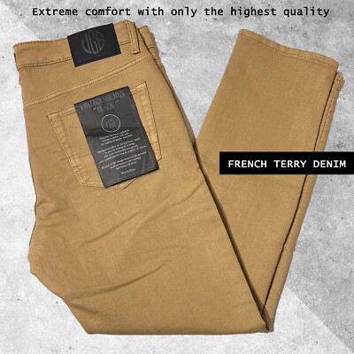 VGB Vintage Genes Black Mens Slim Fit Comfort French Terry Denim Khaki Jeans