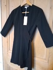 Dancing Leopard Size 6 BNWT Black Wrap Dress LBD Short Satin Party