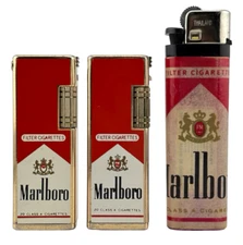 3 Pack Vintage Lilly Marlboro Butane Side Strike Lighters Made in Korea FastShip