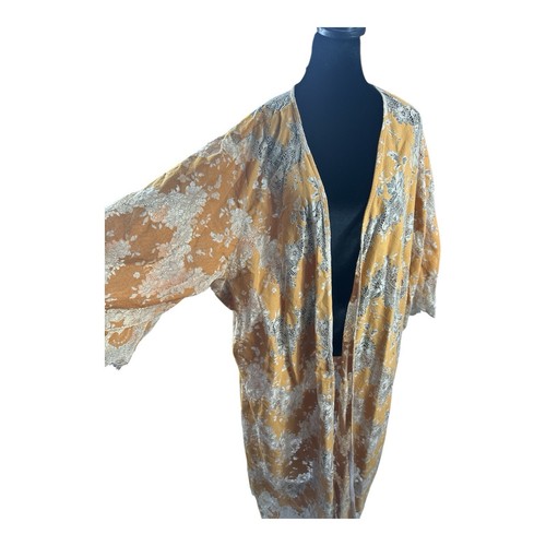 Maxi kimono donna Torrid Inca pizzo oro taglia 5X floreale hippie boho cottagecore - Foto 5 di 8