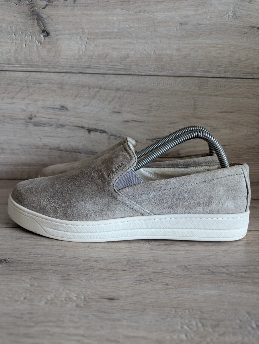Prada Loafers Grey Suede Slip-On Shoes Sneakers moccasins 3S 5802