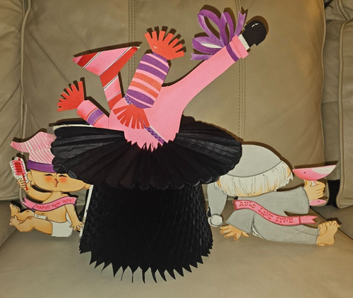 Vintage Hallmark NYE New Years Eve Father Time Baby New Year Crepe Centerpiece