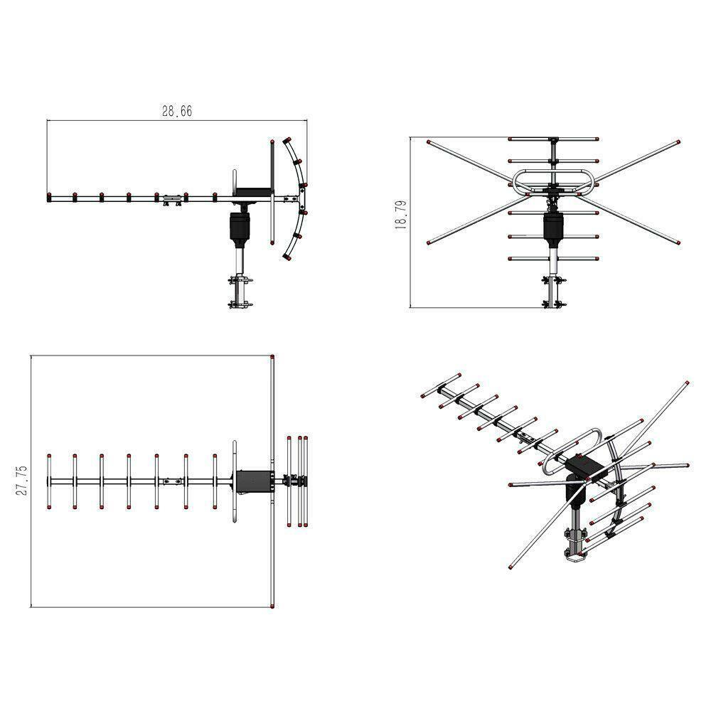 990 Miles HD 1080P Outdoor Amplified HDTV Digital TV Antenna Long Range