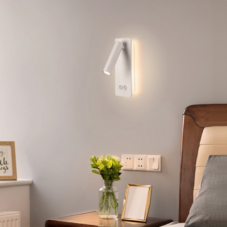 9W Swivel LED Wall Fixture Reading Bedside Light Adjustable On/Off ...