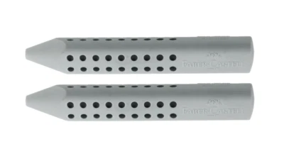 2x Faber-Castell Dreieckradierer Radiergummi Grip 2001 Stiftform grau 14x90x14mm