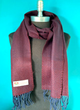 Men's WINTER 100 CASHMERE SCARF Twill Wine / Navy blue Made in England Soft Wool