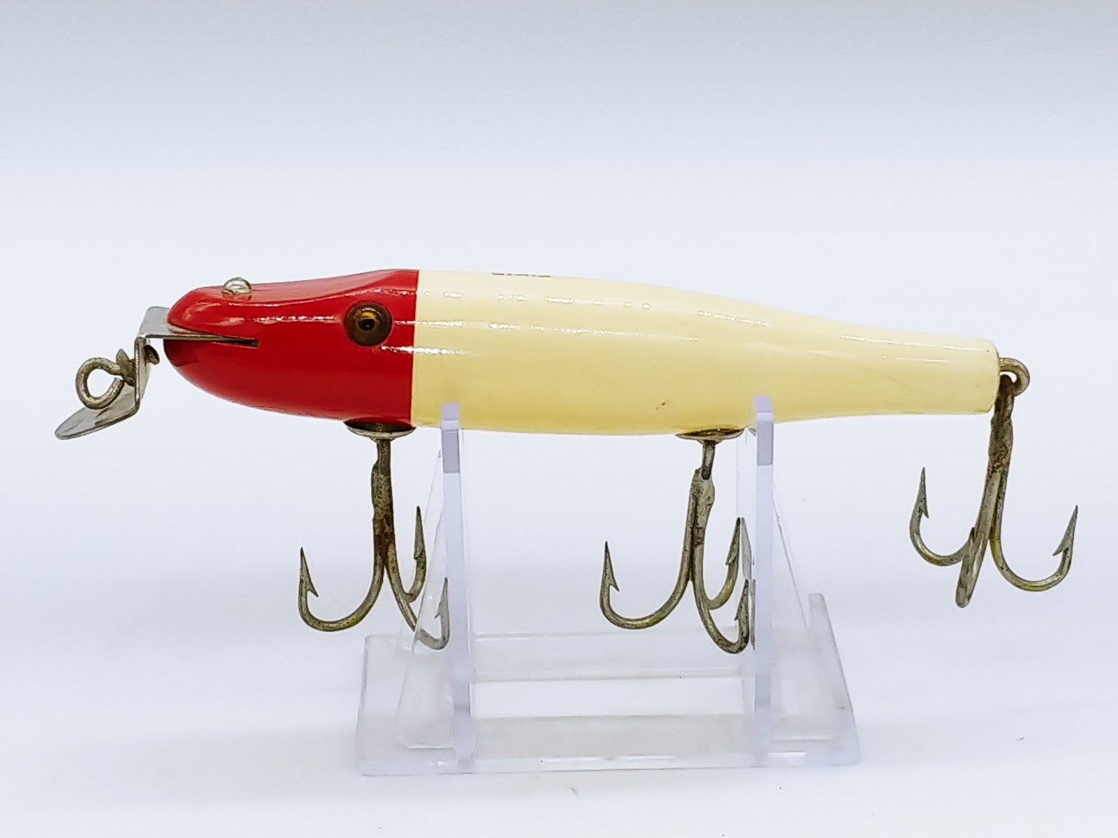 NICE Vintage Creek Chub Pikie 702 Wood Fishing Lure Glass Eyes !!