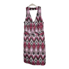 Banana Republic Womens Sz 2 Geometric Sleeveless Dress Plunge Neckline EUC