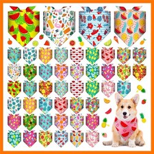 48 Pcs Dog Bandanas Summer Bulk Hawaiian Fruit Dog Bandanas Puppy Triangle Sc...