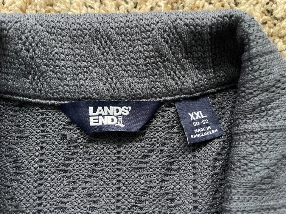 Lands' End Shirt Mens XXL Textured Cable Camp Collar Short Sleeve - Image 3 of 4