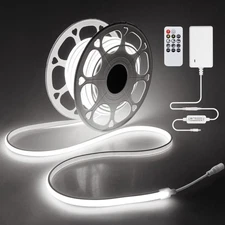 Outdoor LED Light Strips with Remote 32.8FT 24V LED COB Light Strip 6000K Day...