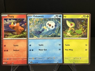 Black & White Poster Collection Promo Snivy 001, Tepig 011, Oshawott 021 Holo NM