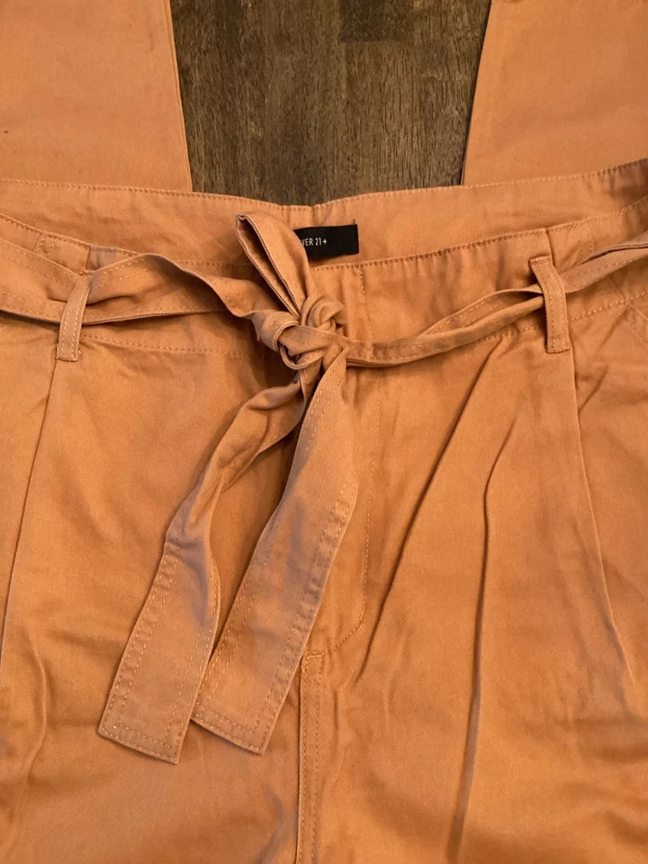 NUEVO CON ETIQUETAS Mujeres Forever 21 3X Castaño Pierna Ancha, Cinturón Cintura Alta Carga Costuras - Imagen 1 de 4