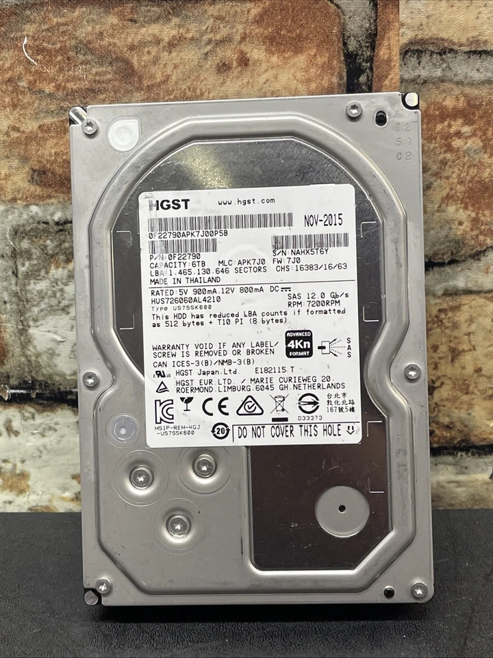 HGST Ultrastar HUS726060AL4210 6TB 3.5” SAS 12Gb/s Hard Drive - Image 2 of 4