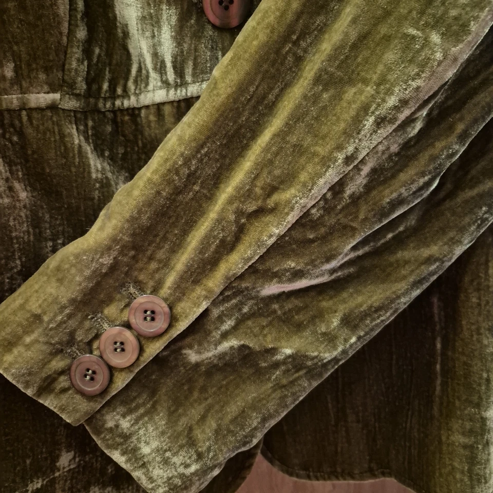 Blazer Lane Bryant Para Mujer 16 Verde Oliva Terciopelo Abotonado Y2K Glam De Colección Foto 4 de 4