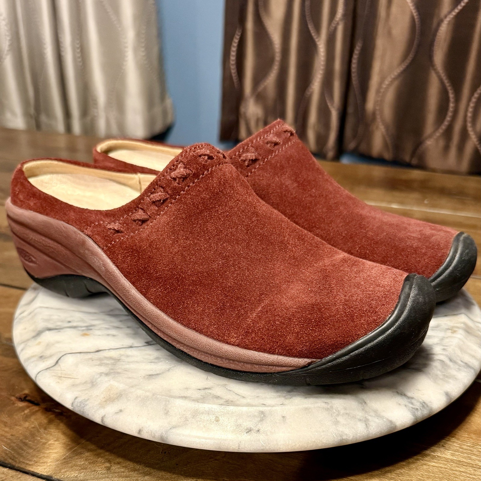 Keen CHAMBERS zoccoli Mules 53036 MBRN pelle scamosciata ruggine donna taglia 9 5 EU 40