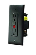  S807, Dual Outlet GFCI with Cover Plate, AC Electrical Black