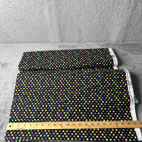 Joann Fabric Black Polka Dot Quilting Fabric 5 Yards Neon Green Yellow Purple Pi - Picture 5 of 7