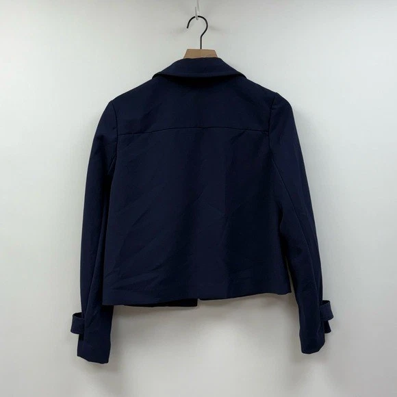Blazer Chaqueta Corta Banana Republic Crepe Frente Abierto Carrera Azul Marino Mediano Pequeño Foto 4 de 4