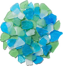 Tumbled Sea Glass for Crafts - 10 OZ Flat Frosted Seaglass Pieces Crushed for DI