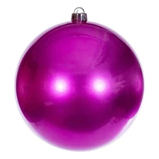 Vickerman 8" Traditional Plastic Ball Ornament in Hot Pink Candy